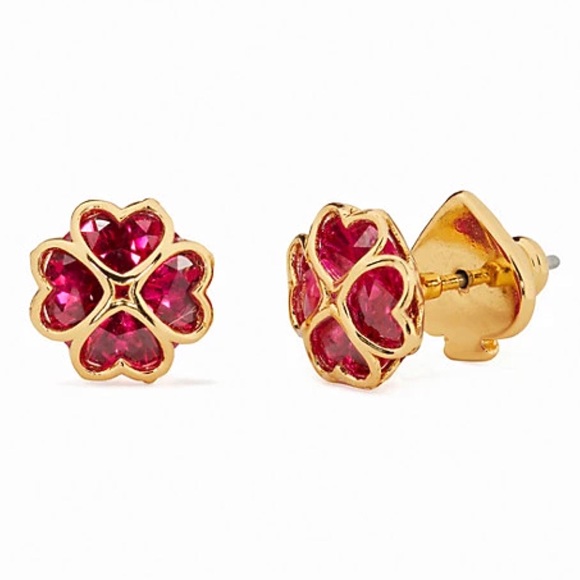 KATE SPADE • Gold Something Sparkly Ruby Crystal Earrings - Picture 1 of 4